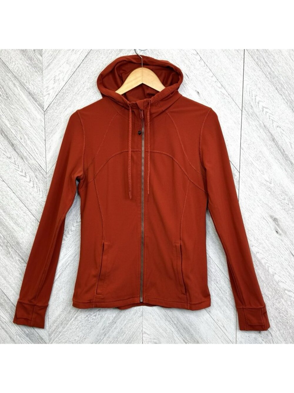 Lululemon Hooded Define Jacket Nulu Cayenne Orange Womens Size 12 Full Zip